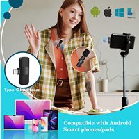Microphone sans fil pour Android - Mini microphone pour l'enregistrement vidéo, YouTube, podcast, interview et vlog - Microphone cravate