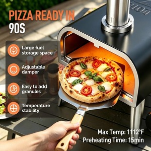 Four à pizza extérieur compact à granulés de bois en acier inoxydable avec pieds pliables, durable et moderne pour la cuisson de pizzas - Product Image 3