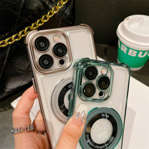 Nouvelle couverture antichoc d'espace acrylique Transparent avec porte-anneau en métal étui de téléphone électrolytique pour <span class=keywords><strong>iPhone</strong></span> 11 <span class=keywords><strong>12</strong></span> 13 14 15 <span class=keywords><strong>Pro</strong></span> Max - Product Image 3