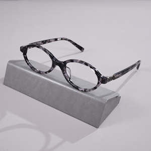 Gafas Ópticas Ovaladas de Acetato Premium Hechas a Mano, Montura Completa con Patrón de Mármol Gris, Bisagras Metálicas de Lujo, Logotipo Personalizado - Product Image 1
