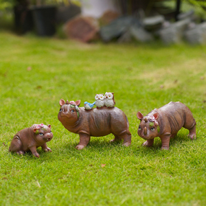 Witt Animal Crafts - Nouvelles sculptures en résine en forme d'hippopotame, ornement de bureau, statues d'animaux réalistes pour la décoration intérieure - Product Image 2