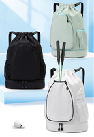 Sac à cordon de sport en polyester imperméable, grande capacité, avec compartiment à chaussures, pour basketball, badminton, tennis et activités de plein air - Nouveau modèle en gros