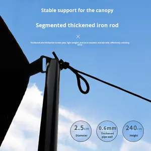 Tente à baldaquin pour camping en plein air, protection solaire hexagonale, tissu Oxford noir enduit argenté épaissi, <span class=keywords><strong>auvent</strong></span> de protection solaire pour pique-nique - Product Image 3