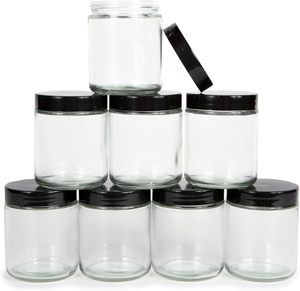 Pot en verre rond de haute qualité pour confiture, avec couvercle blanc, noir ou doré, personnalisable avec logo, disponible en 8oz, 16oz, 32oz, 100ml, 200ml, 500ml - Product Image 1
