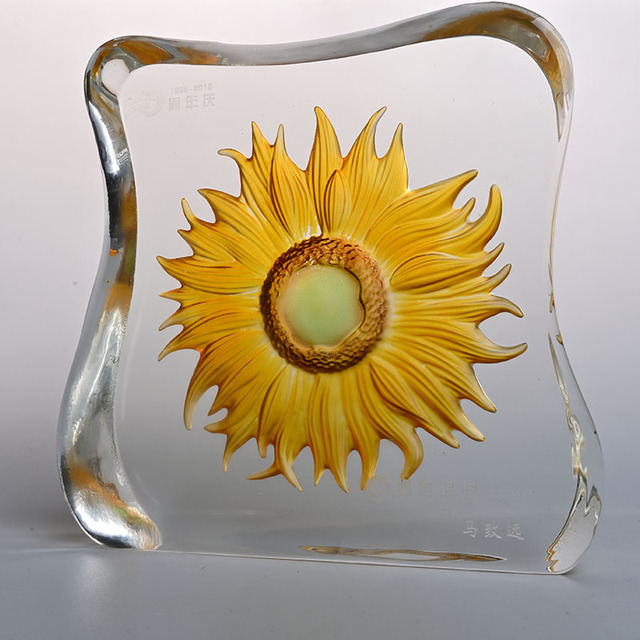 Wholesale High Quality K9 Crystal Iceberg Sunflower Award for Business Gift&home Decorations