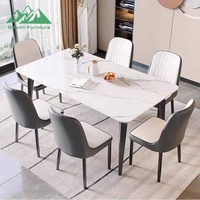 Ensemble de table à manger Wayon en pierre frittée moderne, plateau épais mat, table et chaises de luxe pour petit appartement