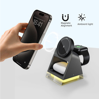 Nouveautés 2025, chargeur sans fil magnétique pliable 3 en 1 tendance avec lampe et support, station multifonctionnelle