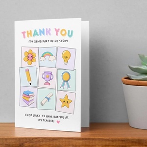 Lindo regalo de agradecimiento para maestros, tarjeta de felicitación Digital Pastel de arcoíris DIY, graduación de Pre-K, estrella de la suerte - Product Image 3