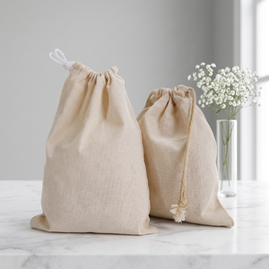OEM/ODM Custom Logo Silk Screen Printed Cotton Canvas Drawstring <b>Bag</b> Patterned Letter Design <b>Medium</b> <b>Size</b> for Jewelry Shopping - Product Image 1