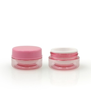 Pot en plastique transparent à double paroi personnalisé en gros, avec couvercle rose, pour crème et produits cosmétiques de soin de la peau - Product Image 3