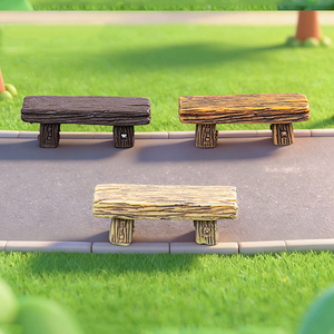 Mini-banc en résine simulée pour décorations paysagères, chaise en bois miniature réaliste, ornements de bureau, accessoires de bricolage - Product Image 2