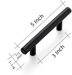 มือจับประตูตู้ครัวสแตนเลสสีดำ AKADA พร้อมลูกบิด - Product Image 2