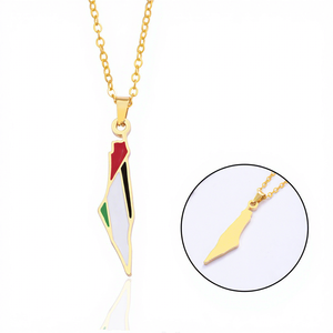 Nuevo Collar con Colgante <span class=keywords><strong>de</strong></span> Mapa <span class=keywords><strong>de</strong></span> Israel, Bandera Palestina, Joyería Triangular, Cadena <span class=keywords><strong>de</strong></span> Aleación <span class=keywords><strong>de</strong></span> Cobre Individual, Chapado en <span class=keywords><strong>Oro</strong></span> <span class=keywords><strong>de</strong></span> 18K, Unisex - Product Image 2