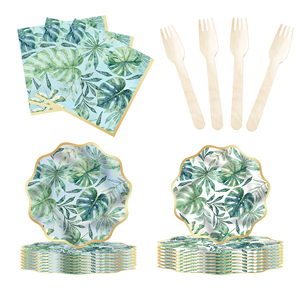 จานกระดาษลายดอกไม้ DAMI และชุดอุปกรณ์ปาร์ตี้พร้อมกระดาษเช็ดปาก ชุดภาชนะสำหรับงานเลี้ยงฤดูใบไม้ผลิ ฤดูร้อน ปิกนิก งานแต่งงาน วันเกิด งานเลี้ยงฉลองทารก - Product Image 6