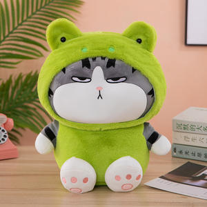 Peluche de <span class=keywords><strong>Gato</strong></span> Tabby de Dibujos Animados de 23/40 cm, Juguete de Peluche con Capucha, Panda, Rana, Conejo, Disfraz de Animal, Regalo para Niños para Cumpleaños - Product Image 4
