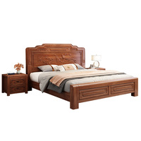 Lit double en bois massif de luxe JY-B045 lit king ou queen size avec rangement, mobilier de chambre à coucher à prix d'usine