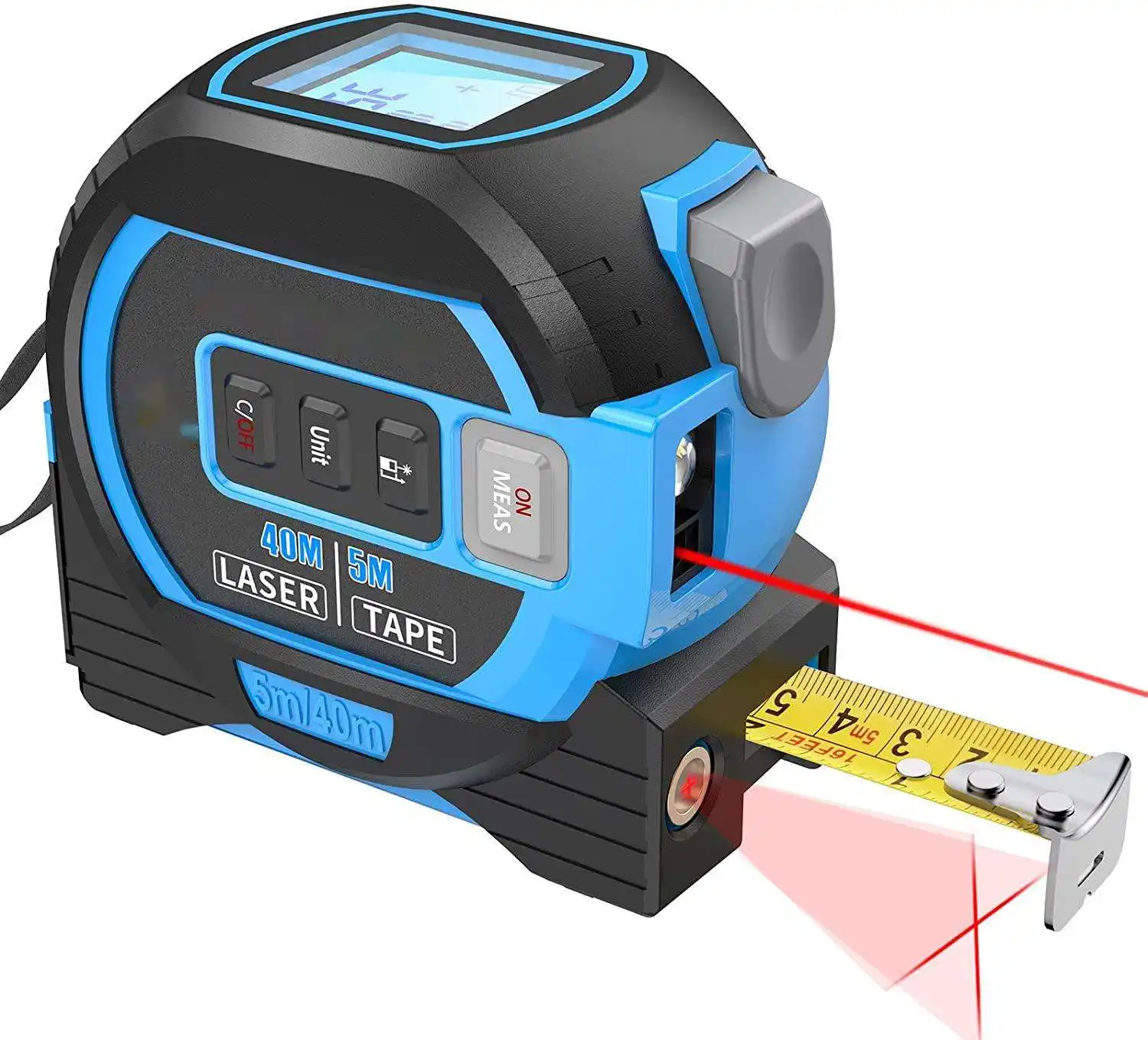 3 in 1 Digital Laser Tape Measure 131 Ft/40M Laser Distance Measuring Tape with LCD Digital Display