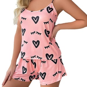 Ensemble pyjama pour femmes AliExpress, style européen et américain, imprimé été, débardeur et short, vêtements de détente - Product Image 5