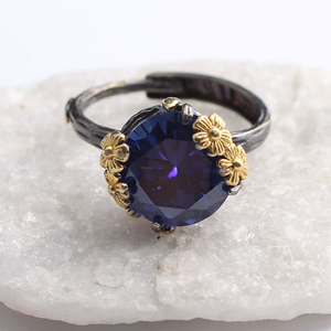 Anillo Delicado de Plata de Ley 925 Hecho a Mano con Piedra Preciosa Natural de Lapislázuli, Chapado en Oro Negro, Joyería Artesanal Turca Elegante - Product Image 1