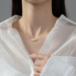 S925 Pure Silver <b>Necklace</b> with Retro Style High-End Ternperament Featuring Black <b>Gold</b> <b>Pearl</b> Y00730 - Product Image 2