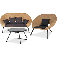 Ensemble de table et chaises en rotin pour balcon extérieur, style nordique, imperméable, trois pièces, fauteuil, canapé, table basse pour usage de loisirs en terrasse