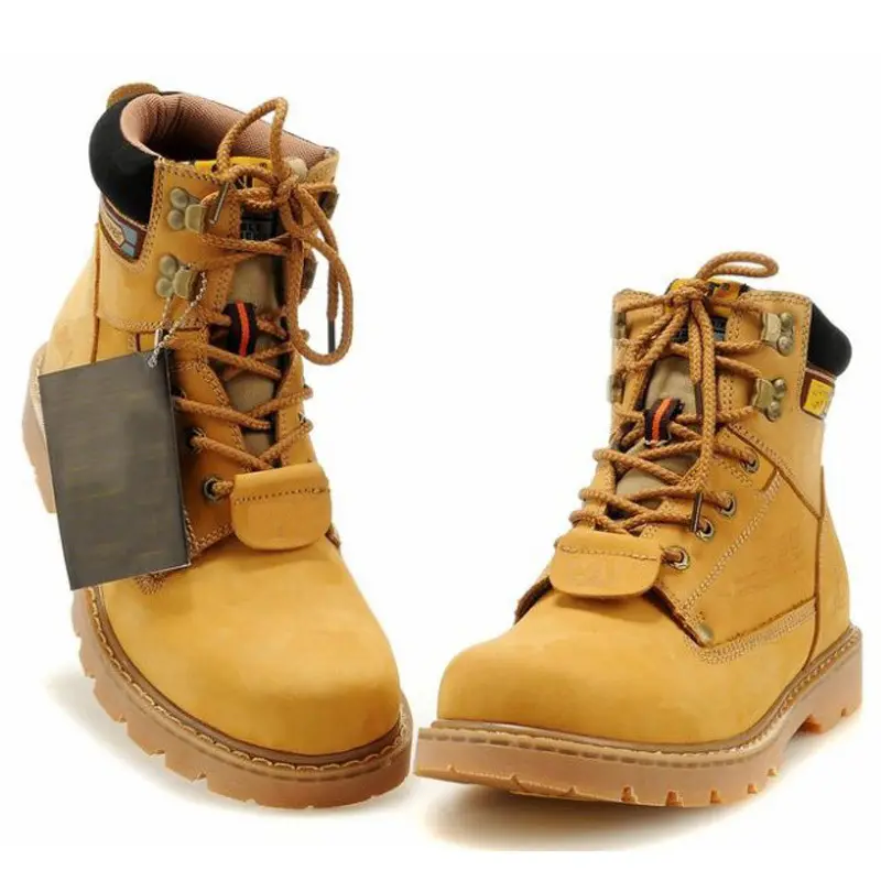 Large size boots men's high-top tooling boots yellow boots leather big toe shoes lovers
