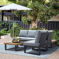 Ensemble de canapés d'angle modernes d'extérieur en alliage d'aluminium imperméable pour jardin, patio, salle à manger, salon et villa