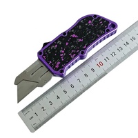 Couteau OTF à double action avec bouton-poussoir automatique et incrustation colorée, vente en gros directe d'usine UK-1718 pour petites commandes