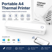 Impresora Térmica Inalámbrica sin Tinta, Compatible con Papel Tamaño Carta y A4, Compatible con IOS, Android, PC para Viajes, Negra