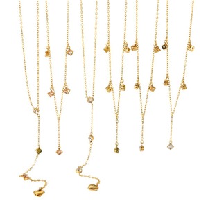 Collar con Colgante en Forma de Y de Acero Inoxidable Estilo Europeo Americano con Incrustaciones de Cuarzo, Diseño de Corazón Chapado en Oro de 18k, Cadena para Clavícula - Product Image 5