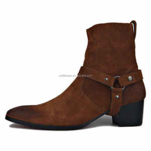 Chaussures habillées unisexes taille 13 pour femmes et hommes, talon bloc cubain, boucle, <span class=keywords><strong>daim</strong></span>, bottes Chelsea en cuir, bottes Chelsea en cuir pour hommes à hauteur de la cheville - Product Image 5