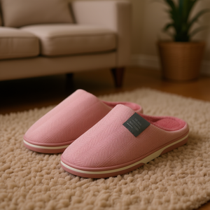 Chaussons d'intérieur pour femmes Texlina, chauds, doux, antidérapants, dessus en polyester, doublure en polaire, semelle en TPR, rose poudré, beige, mauve, taille US 6-10 - Product Image 2