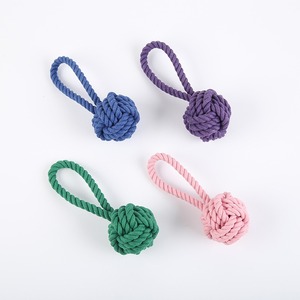 ของเล่นสุนัขเชือกฝ้ายแบบดึงมือ ทนทานต่อการกัด ลูกบอลหูเดียว ของเล่นเคี้ยวสำหรับสัตว์เลี้ยง ของเล่นเชือกถักสำหรับสัตว์เลี้ยง - Product Image 4