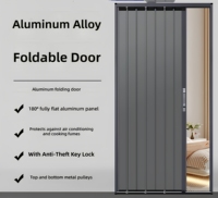 Porte de séparation de cuisine et salle de bain en alliage d'aluminium au design minimaliste, manuelle, coulissante, rétractable, pliable, insonorisée