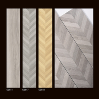 Carrelage en porcelaine à chevrons avec texture vintage 250x1500mm, carreaux imitation bois pour salon de villa