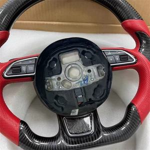 Volant en cuir en fibre de carbone personnalisé pour <span class=keywords><strong>Audi</strong></span> A6 A3 A4 A5 Q5 RS3 RS7 Q7 C6 C8 A8 S6 S7 B8 B8.5 B9 S3 S4 S5 Bouton Sports - Product Image 2