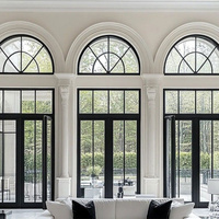 Ventanas Francesas de Aleación de Aluminio Estilo Europeo, Pantallas Plegables Semicirculares Vintage, Ventanas y Puertas Abatibles para Villas y Hoteles