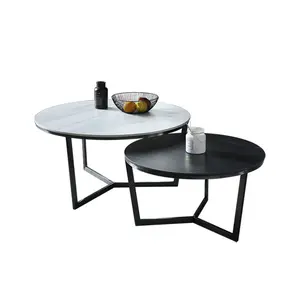 Bar Side Serving Nordic Stand Modernes neues Modell Wohnzimmer Metall Schwarz-Weiß-Kohlenstoffs tahl Rahmen Marmor Couch tisch für Zuhause