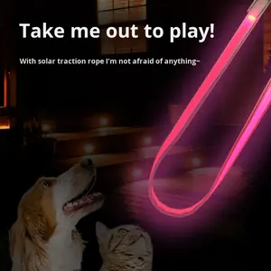 बाहरी कुत्ते ने ठोस चलने वाले चमकदार लीश पालतू पॉलिएस्टर रात चेतावनी पुल स्ट्रैप पैडड विस्फोट-प्रूफ भीड़ का नेतृत्व किया - Product Image 5