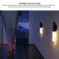 Veilleuse ABS avec détecteur de mouvement pour la décoration intérieure, lampe murale LED sans fil USB en bois, design moderne, magnétique pour armoire et placard