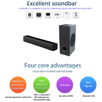 ETISTAR Barre de son sans fil 2.1 canaux avec caisson de basses en bois, son surround compact pour système Home Cinéma ARC en plastique