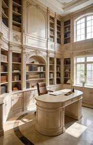 Full Wall French <strong>Cream</strong> Style Bookshelf <strong>bookcase</strong> carved Solid Wood Open Storage Cabinet for Study Room custom <strong>bookcase</strong> - Product Image 5
