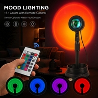 Lampe de projection d'ambiance LED créative moderne, effet coucher de soleil, corps en plastique ABS, abat-jour noir, rechargeable, décoration intérieure