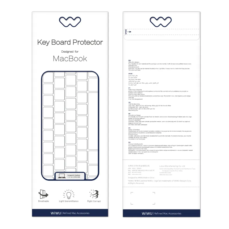 Language Laptop Keyboard Cover TPU 2022 High Quality Custom Waterproof for Macbook Keyboard Cover Protector Film 0.3mm