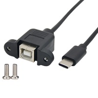 Kabel Ekstensi Mini USB Male ke USB 2.0 B Female Socket Printer Panel Mount 0.3m 0.5m