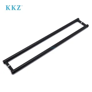 KKZ - Maçaneta de porta longa em aço inoxidável preto fosco 304 para uso em lojas de escritórios e hotéis, moldura de alumínio resistente, design moderno