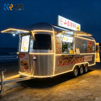 Remolque de Comida Móvil Retro de Lujo, Remolque de Acero Inoxidable para Venta de Comida, Hamburguesas, Café, Pizza, Helados, Camión de Comida Callejera