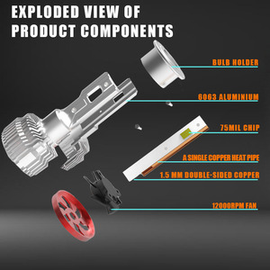 D20 55w 10000lm Led <strong>Light</strong> D1s D2s D3s D4s Double Copper Tubes Led Bulb Car Auto Led 12v Led Car Headlights - Product Image 5