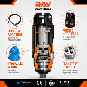 Accesorios para Miniexcavadoras Ray: Barrena y Desbrozadora de Tocón para Perforación de Hoyos - Product Image 2
