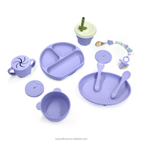 Chanceux forme personnalisée Logo Silicone bavoir cuillère bol enfants salle à manger bébé accessoires alimentation vaisselle ensemble
